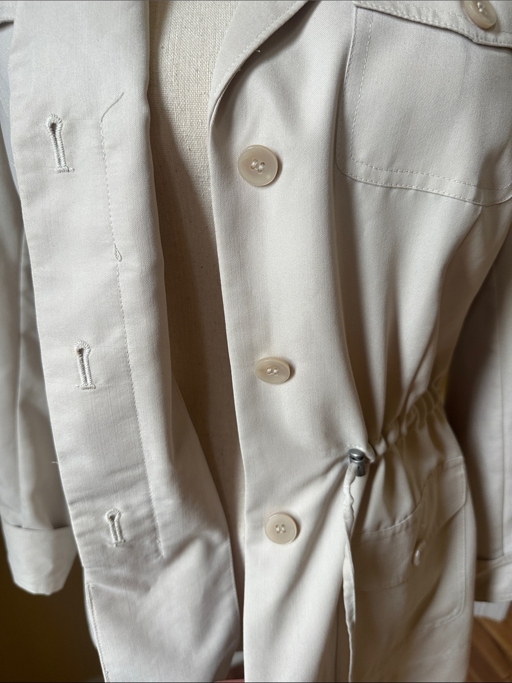 Chico's Light Cream Drawstring Utility Jacket - Picture 2 of 5